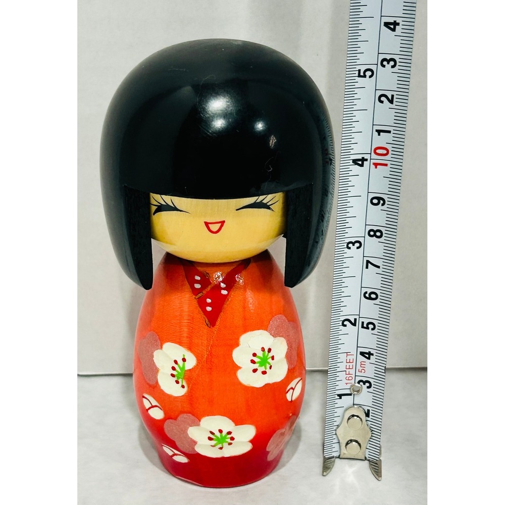 Usaburo Japanese Wooden Kokeshi Doll~ Baika Plum Blossoms~Collectible Figurine‎